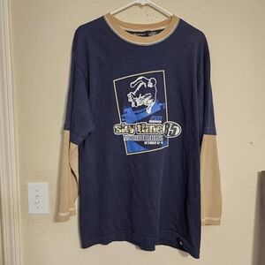 Vintage Y2K No Boundaries Thermal Long Sleeve Tee Navy Skater Hip-Hop Skateboard